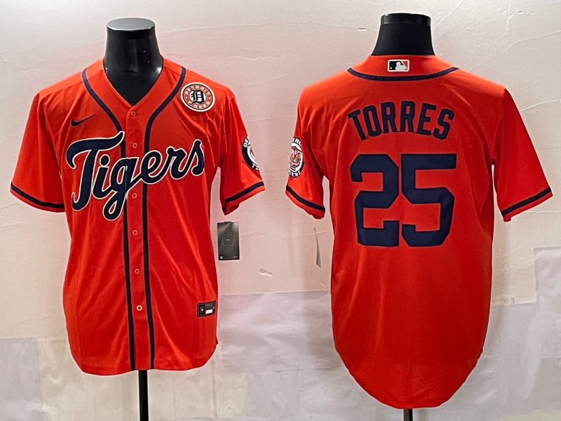 Men 2025 Detroit Tigers #25 Torres orange Nike MLB Jersey style 5->detroit tigers->MLB Jersey